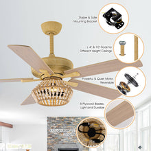 Carregar imagem no visualizador da galeria, 52" Pune Farmhouse Downrod Mount Reversible Ceiling Fan with Lighting and Remote Control