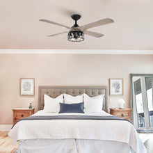 Carregar imagem no visualizador da galeria, 52" Tata Nagar Farmhouse Downrod Mount Reversible Crystal Ceiling Fan with Lighting and Remote Control