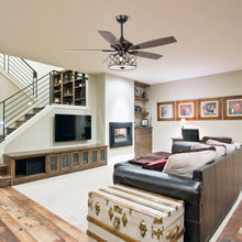 Carregar imagem no visualizador da galeria, 52" Tibuh Modern Downrod Mount Reversible Crystal Ceiling Fan with Lighting and Remote Control