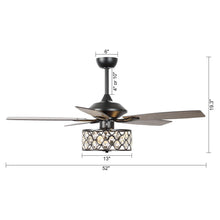 Carregar imagem no visualizador da galeria, 52" Tibuh Modern Downrod Mount Reversible Crystal Ceiling Fan with Lighting and Remote Control