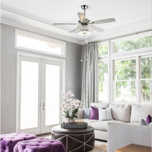 Carregar imagem no visualizador da galeria, 52" Tibuh Modern Downrod Mount Reversible Crystal Ceiling Fan with Lighting and Remote Control