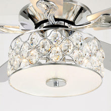 Carregar imagem no visualizador da galeria, 52" Tibuh Modern Downrod Mount Reversible Crystal Ceiling Fan with Lighting and Remote Control