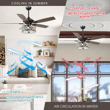 Carregar imagem no visualizador da galeria, 52" Tibuh Modern Downrod Mount Reversible Crystal Ceiling Fan with Lighting and Remote Control