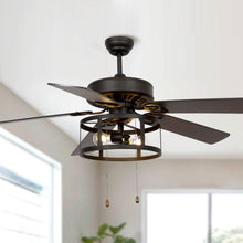 Carregar imagem no visualizador da galeria, 52" Urbana Downrod Mount Reversible Industrial Ceiling Fan with Lighting and Pull Chain