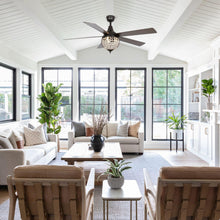 Carregar imagem no visualizador da galeria, 52" Varanasi Traditional Downrod Mount Ceiling Fan with Lighting and Remote Control