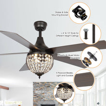 Carregar imagem no visualizador da galeria, 52" Varanasi Traditional Downrod Mount Ceiling Fan with Lighting and Remote Control