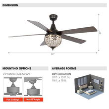 Carregar imagem no visualizador da galeria, 52" Varanasi Traditional Downrod Mount Ceiling Fan with Lighting and Remote Control