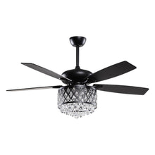 Carregar imagem no visualizador da galeria, 52" Wethington Modern Downrod Mount Reversible Crystal Ceiling Fan with Lighting and Remote Control