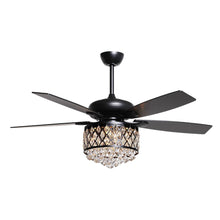 Carregar imagem no visualizador da galeria, 52" Wethington Modern Downrod Mount Reversible Crystal Ceiling Fan with Lighting and Remote Control