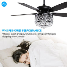 Carregar imagem no visualizador da galeria, 52" Wethington Modern Downrod Mount Reversible Crystal Ceiling Fan with Lighting and Remote Control