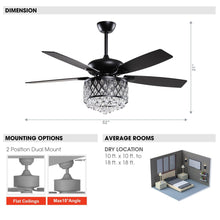 Carregar imagem no visualizador da galeria, 52" Wethington Modern Downrod Mount Reversible Crystal Ceiling Fan with Lighting and Remote Control