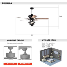 Carregar imagem no visualizador da galeria, 52" Wilburton Industrial Downrod Mount Reversible Ceiling Fan with Lighting and Remote Control