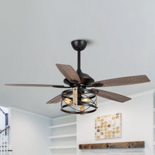 Carregar imagem no visualizador da galeria, 52" Wisner Industrial Downrod Mount Reversible Ceiling Fan with Lighting and Remote Control
