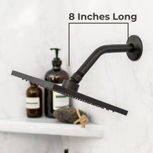 Carregar imagem no visualizador da galeria, 8 in. Stainless Steel Shower Head Extension Arm with Flange (Black Finish)
