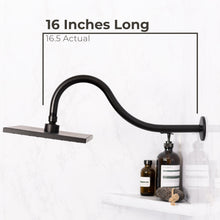 Carregar imagem no visualizador da galeria, 16 in. High-Arc Hook Shower Head Extension Arm (Black Finish)