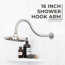 Carregar imagem no visualizador da galeria, 16 in. High-Arc Hook Shower Head Extension Arm (Brushed Nickel Finish)