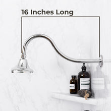 Carregar imagem no visualizador da galeria, 16 in. High-Arc Hook Shower Head Extension Arm (Chrome Finish)