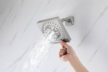 Cargar imagen en el visor de la galería, 12" Brushed Nickel Thermostatic Shower Faucet: 3-Way Control, LED, Bluetooth Music, Regular Head