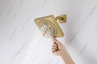 Cargar imagen en el visor de la galería, 12" Brushed Gold Bluetooth Music, 64-Color LED Thermostatic Shower Faucet