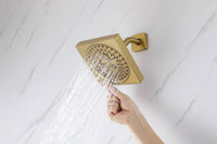 Cargar imagen en el visor de la galería, 12" Brushed Gold Bluetooth Music, 64-Color LED Thermostatic Shower Faucet