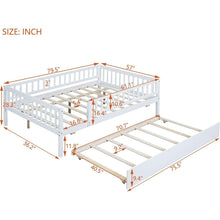 Carregar imagem no visualizador da galeria, Full Size Wood Daybed with Trundle and Fence Guardrails, White