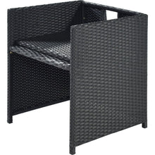 Carregar imagem no visualizador da galeria, Patio All-Weather PE Wicker Dining Table Set with Wood Tabletop for 8, Black Rattan+Beige Cushion (9-Piece)