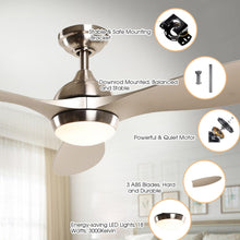 Carregar imagem no visualizador da galeria, 56" Bernardino Modern Brushed Nickel DC Motor Downrod Mount Reversible Ceiling Fan with Lighting and Remote Control