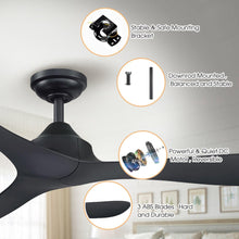 Carregar imagem no visualizador da galeria, 56" Modern DC Motor Downrod Mount Reversible Ceiling Fan with Remote Control