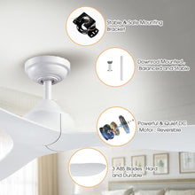 Carregar imagem no visualizador da galeria, 56" Modern DC Motor Downrod Mount Reversible Ceiling Fan with Remote Control