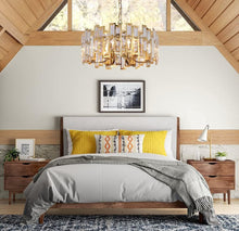 Carregar imagem no visualizador da galeria, Akeelighting Gold Chandeliers Lighting Modern Crystal Chandelier 6 Light Contemporary Girls Bedroom Dining Room Ceiling Hanging Pendant Chandelier Lighting Fixture