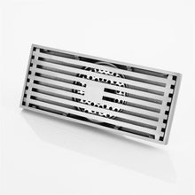 Cargar imagen en el visor de la galería, 8 Inch Shower Linear Brushed Nickel Drain Rectangular Floor Drain with Accessories Square Hole Pattern Cover Grate Removable Brushed Nickel Brass
