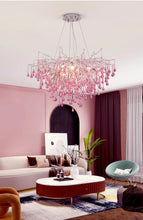 Carregar imagem no visualizador da galeria, Imbersago | Modern Pink Crystal Chandelier for Living Room, Dining Room, Bedroom