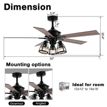 Carregar imagem no visualizador da galeria, 52" Kashmir Traditional Downrod Mount Reversible Ceiling Fan with Lighting and Remote Control