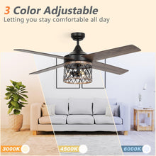 Carregar imagem no visualizador da galeria, 52" Mirelle Farmhouse Downrod Mount Reversible Ceiling Fan with Lighting and Remote Control