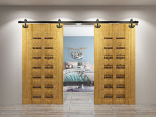 Load image into Gallery viewer, Non-Bypass Sliding Barn Door Hardware Kit - Mustache Design Roller