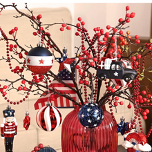 Carregar imagem no visualizador da galeria, USA Flag Inspired Patriotic Ornament Set, 70pc Red White Blue Baubles