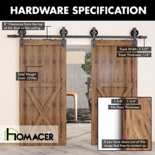 Load image into Gallery viewer, Non-Bypass Sliding Barn Door Hardware Kit - Spoke Wheel Design Roller