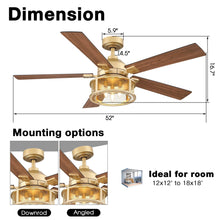 Carregar imagem no visualizador da galeria, 52" Lucknow Industrial Black Reversible Ceiling Fan with Lighting and Remote Control