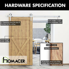 Load image into Gallery viewer, Non-Bypass Sliding Barn Door Hardware Kit - Arrow Design Roller - Silver Finish