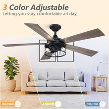 Carregar imagem no visualizador da galeria, 52" Windmill Industrial Downrod Mount Reversible Ceiling Fan with Lighting and Remote Control