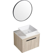 Carregar imagem no visualizador da galeria, 24" Modern Design Float Bathroom Vanity With Ceramic Basin Set, Wall Mounted White Oak Vanity With Soft Close Door, KD-PackingD-Packing Pieces