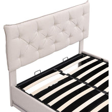 Load image into Gallery viewer, Full Size Upholstered Bed with Hydraulic Storage System and LED Light, Modern Platform Bed with Button-tufted Design Headboard, Beige