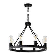 Carregar imagem no visualizador da galeria, 6-Light Wagon Wheel Hanging Lights Modern Chandelier for Living Spaces