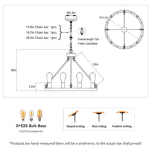 Carregar imagem no visualizador da galeria, 6-Light Wagon Wheel Hanging Lights Modern Chandelier for Living Spaces