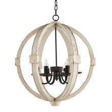 Carregar imagem no visualizador da galeria, 6-Light Wood Chandelier with Adjustable Chain for Kitchen & Entry