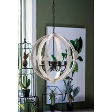 Carregar imagem no visualizador da galeria, 6-Light Wood Chandelier with Adjustable Chain for Kitchen & Entry