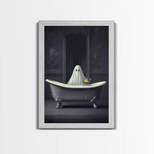 Load image into Gallery viewer, Ghost Bathroom Canvas, Dark Romantic Ghost Standing in Bathroom Creepy, Ghost in the Bath tub Wall Art Halloween Canvas, Funny Halloween