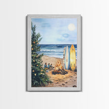 Cargar imagen en el visor de la galería, Christmas At The Beach, Framed Canvas Print, Christmas Decor, Christmas Art, Christmas Art Prints, Tropical Christmas, Beach House Art
