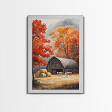 Cargar imagen en el visor de la galería, Fall Decor, Barn Amongst The Falling Leaves, Farmhouse Decor, Fall Art, Autumn Decor, Thanksgiving Seasonal Wall Art