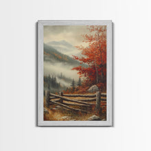 Carregar imagem no visualizador da galeria, Canvas Print of Autumn Trees in Misty Landscape, Fall Wall Art, Moody Landscape, Modern Farmhouse, Best Gift Idea, Rustic Fall Decor